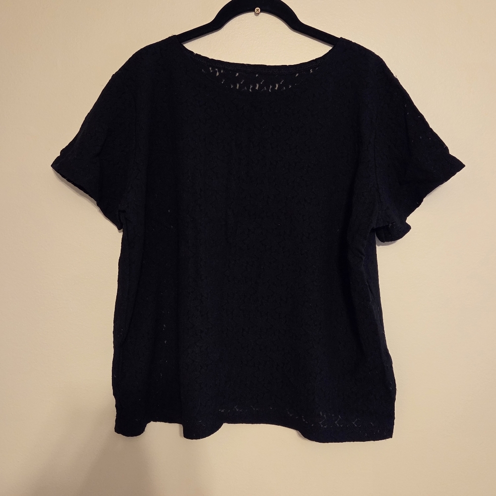 Black Lace Short Sleeve Shirt